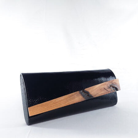 TEXTURED GLOSSY BLACK DZIFA CLUTCH