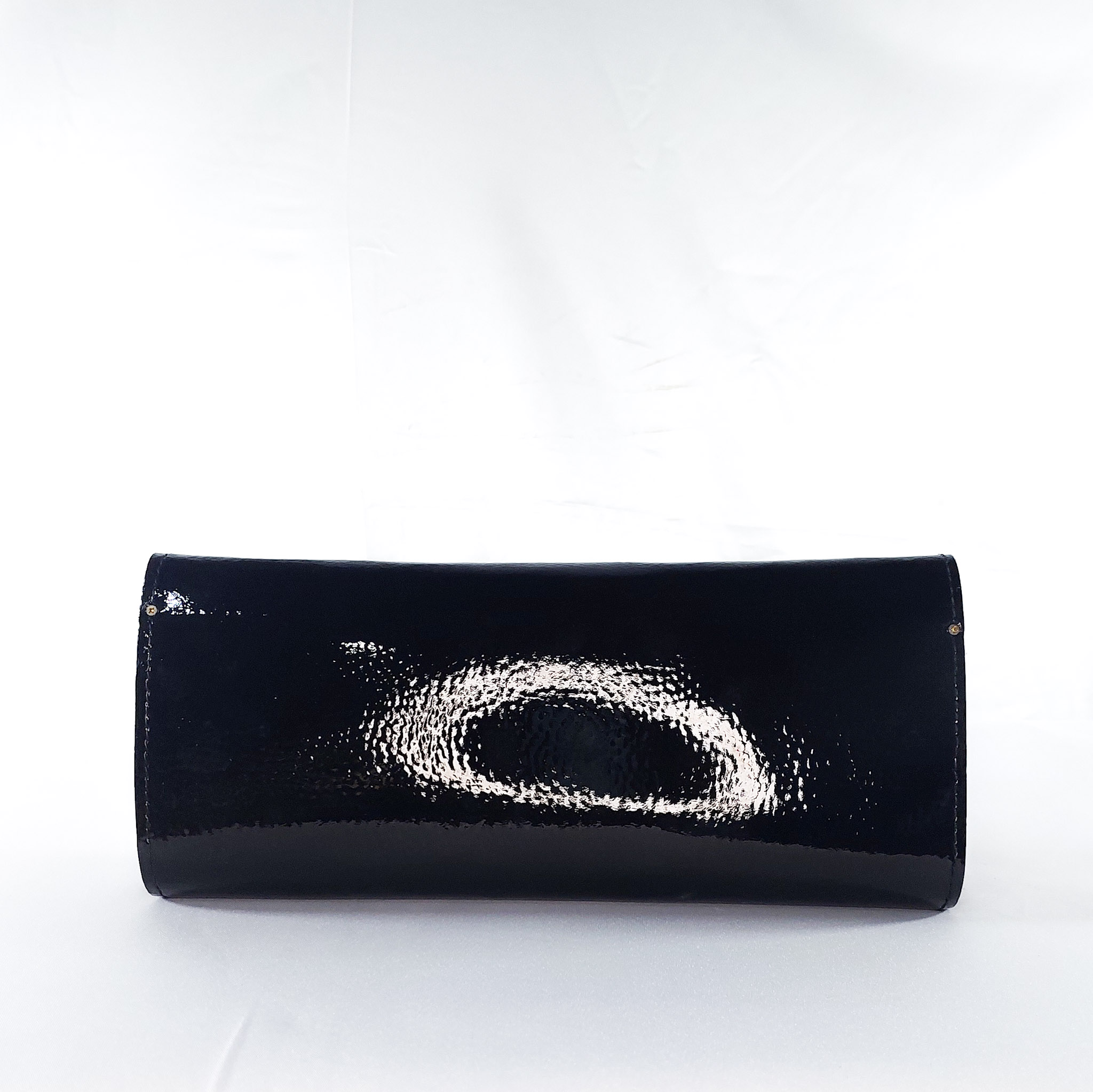 TEXTURED GLOSSY BLACK DZIFA CLUTCH - Image 3