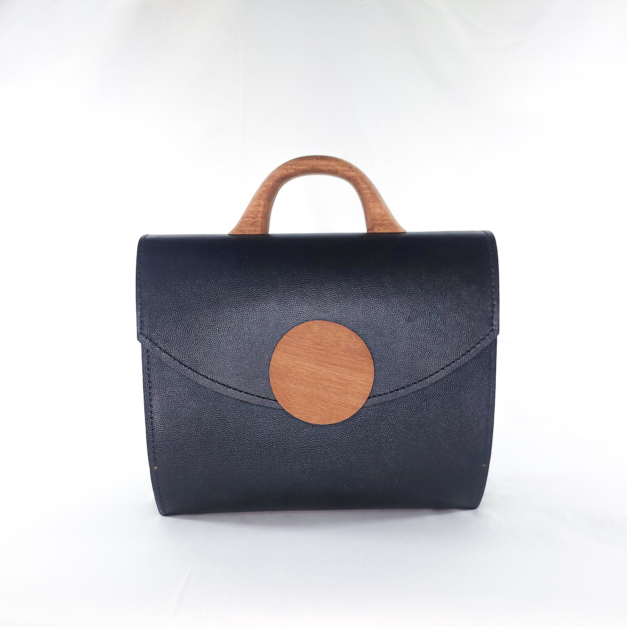 TEXTURED BLACK & BLUE AFUA MAXI-CHIC TOP HANDLE BAG - Image 2