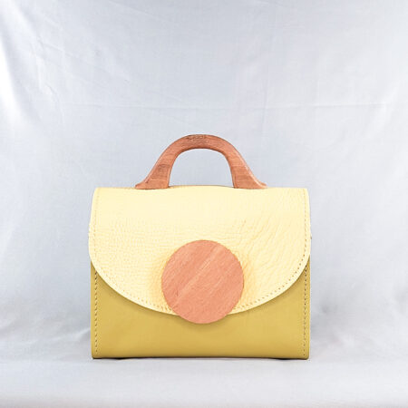TEXTURED YELLOW AND GREEN KONAMA TOP HANDLE BAG
