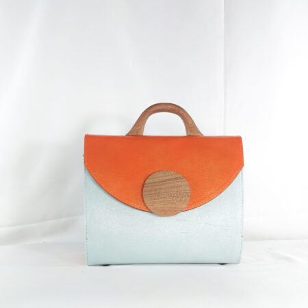 ICE BLUE AND ORANGE AFUA MAXI-CHIC TOP HANDLE BAG