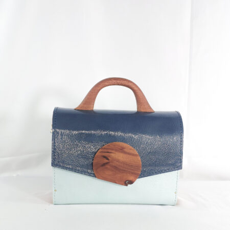 BLUE TWO-TONE KONAMA TOP HANDLE BAG